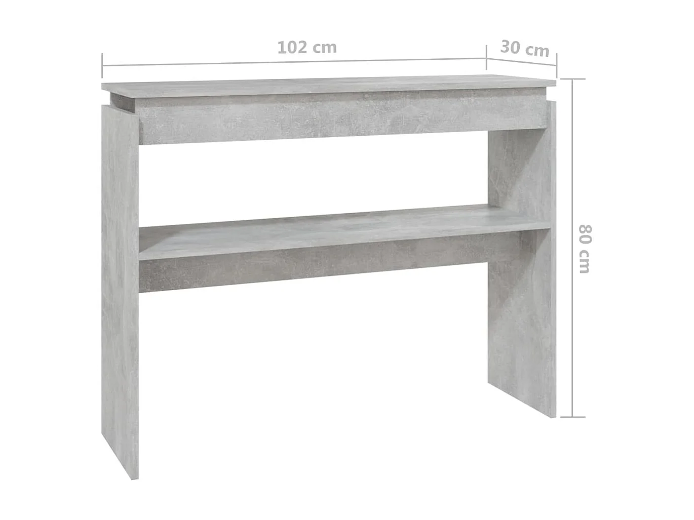 Table console gris béton 102x30x80 cm bois d'ingénierie