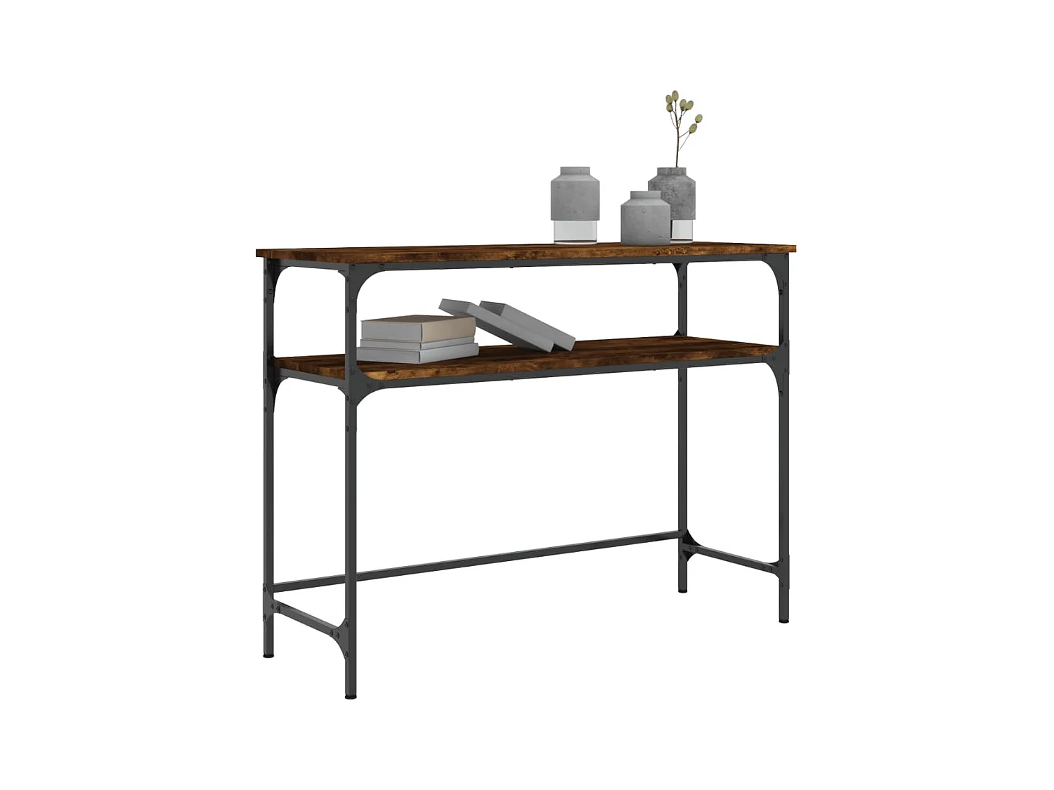 Table console chêne fumé 100x35,5x75 cm bois d'ingénierie