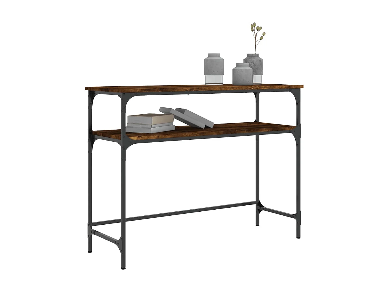 Table console chêne fumé 100x35,5x75 cm bois d'ingénierie