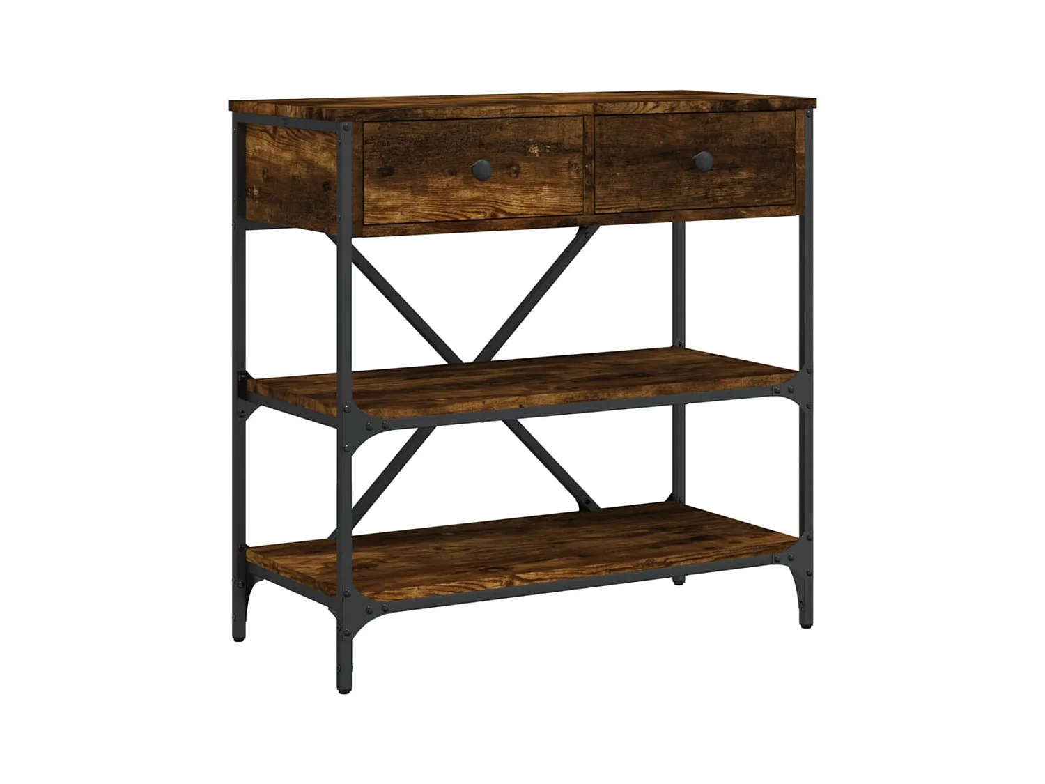 Table console chêne fumé 75x34,5x75 cm bois d'ingénierie