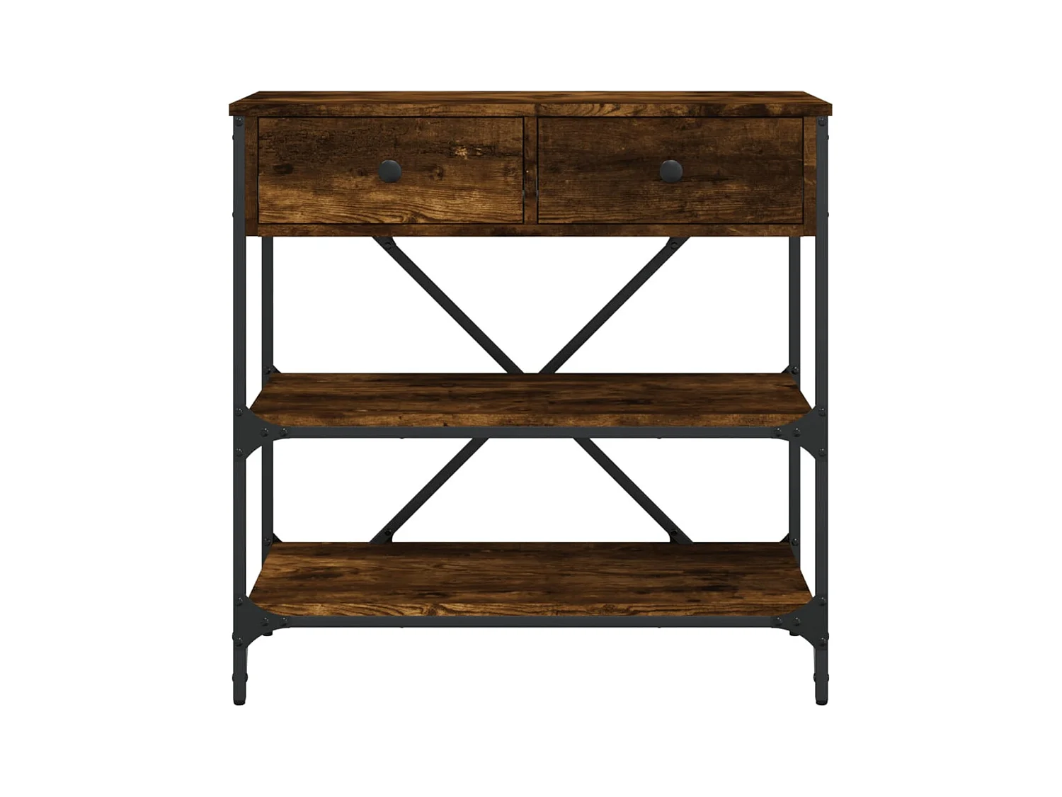 Table console chêne fumé 75x34,5x75 cm bois d'ingénierie