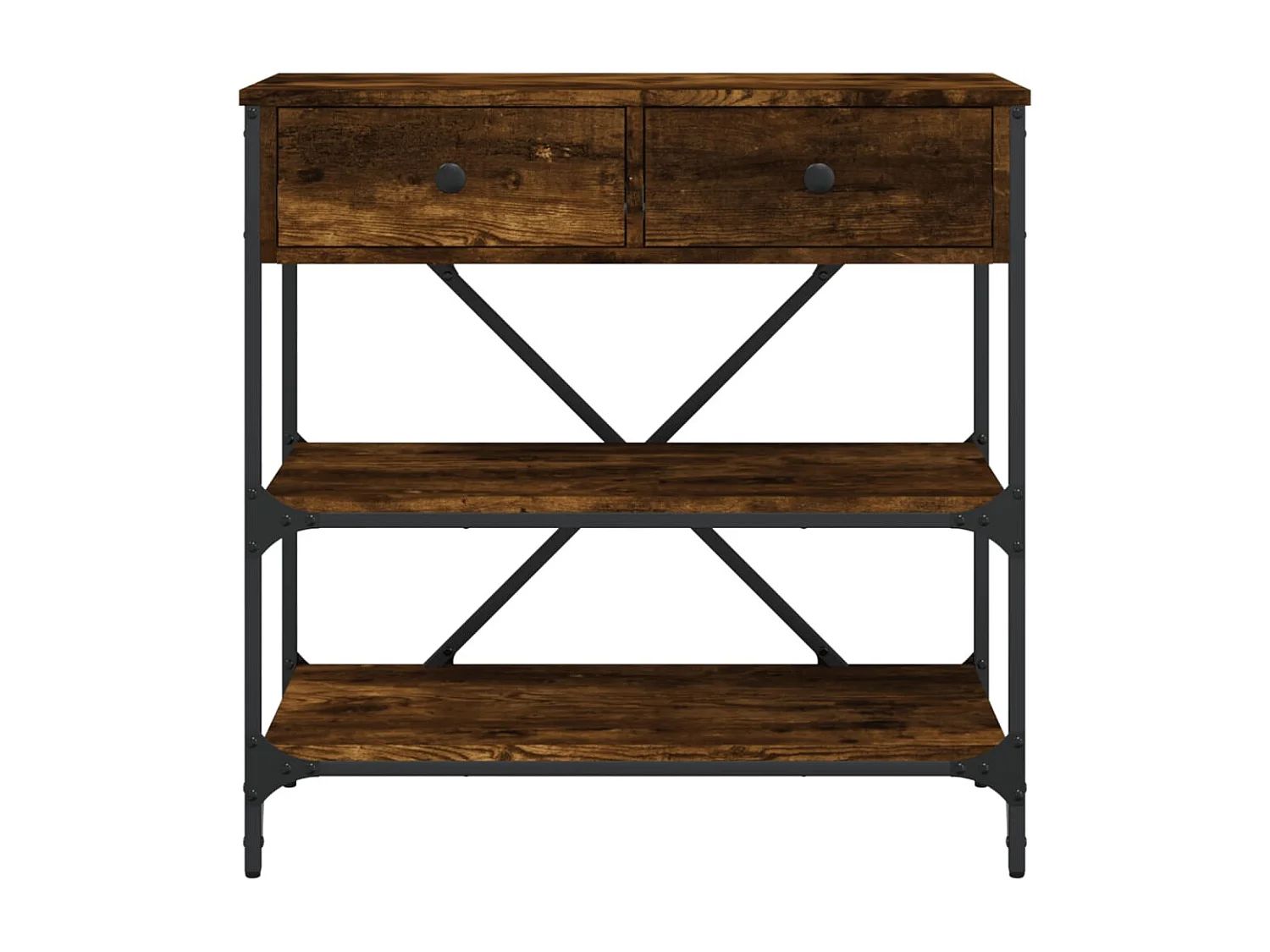 Table console chêne fumé 75x34,5x75 cm bois d'ingénierie