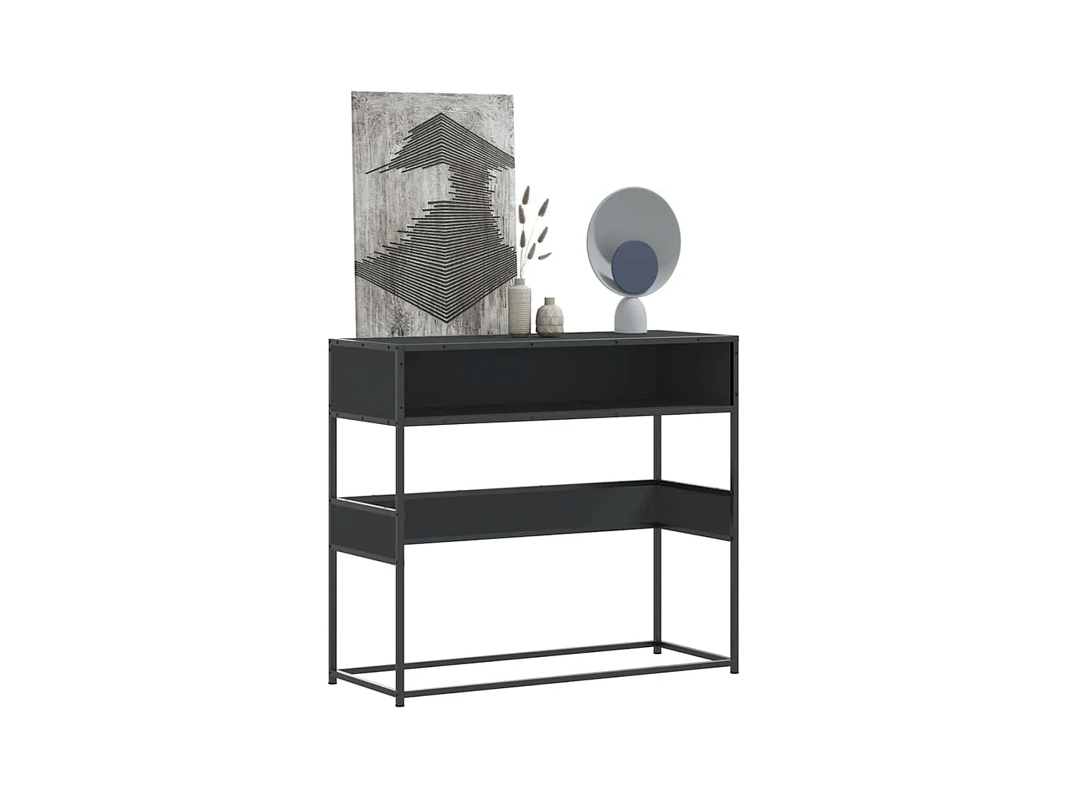 Table console noir 90x35x80 cm bois d'ingénierie