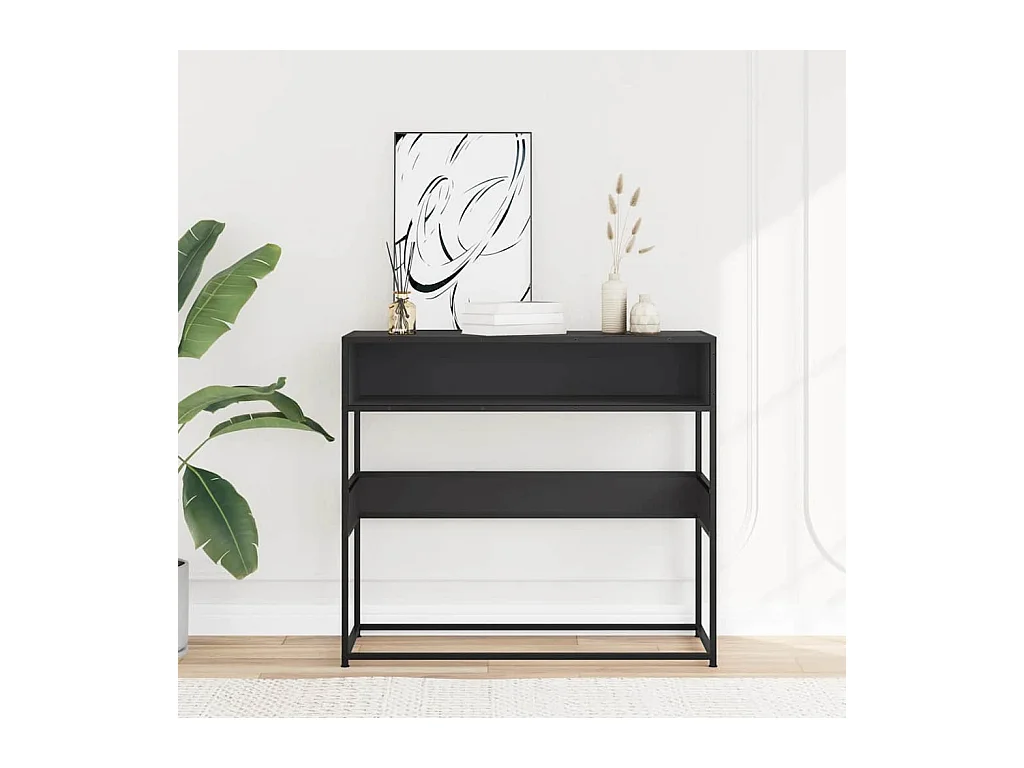 Table console noir 90x35x80 cm bois d'ingénierie