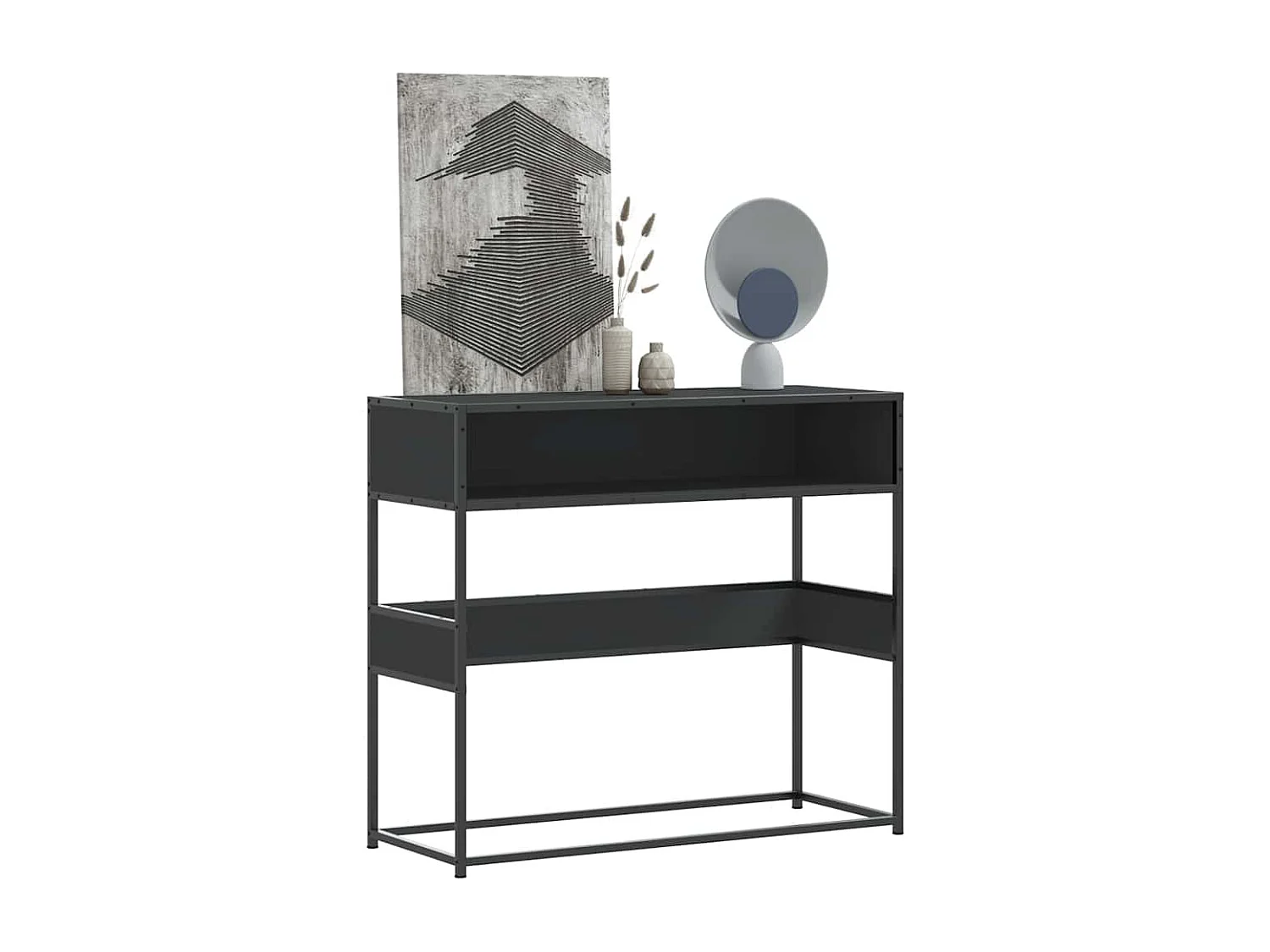 Zwarte consoletafel 90x35x80 cm bewerkt hout