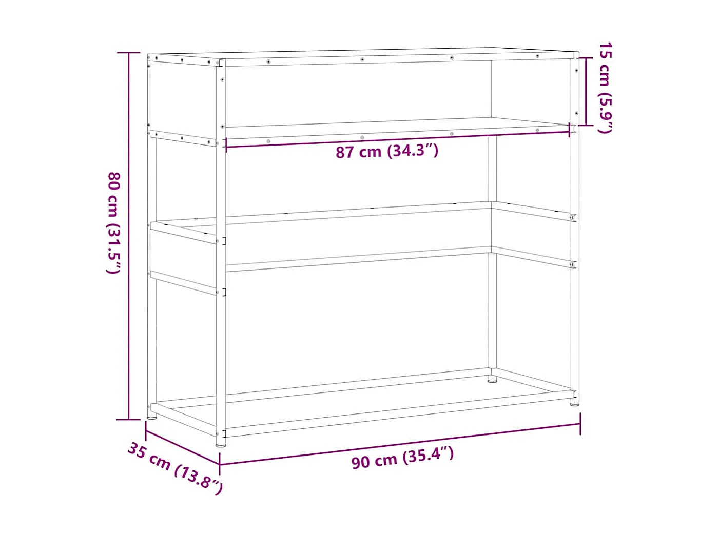 Zwarte consoletafel 90x35x80 cm bewerkt hout