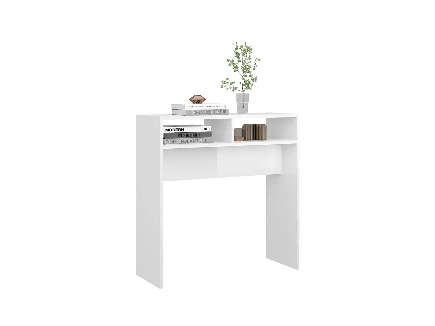 Table console Blanc brillant 78x30x80 cm Aggloméré
