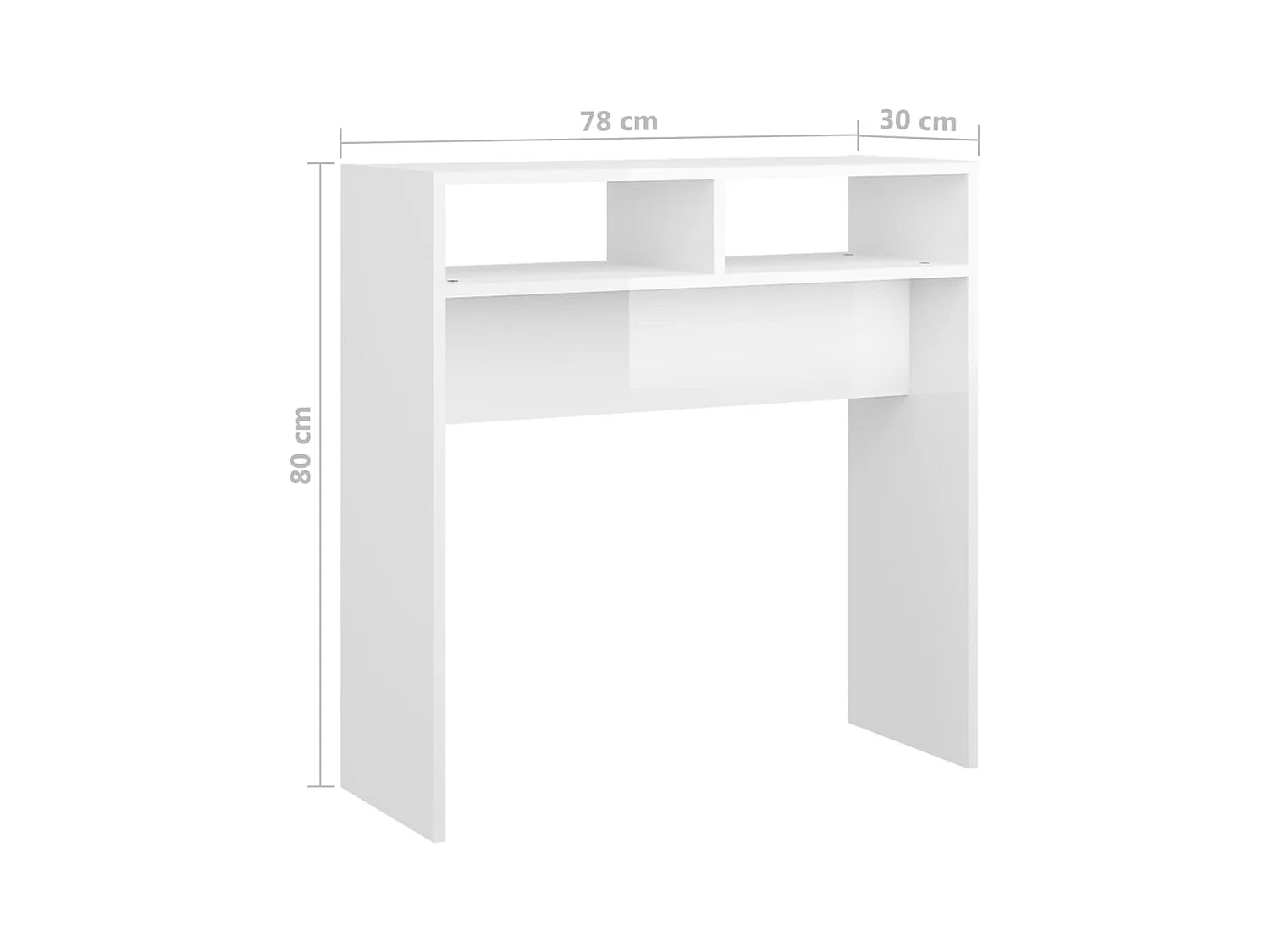 Table console Blanc brillant 78x30x80 cm Aggloméré