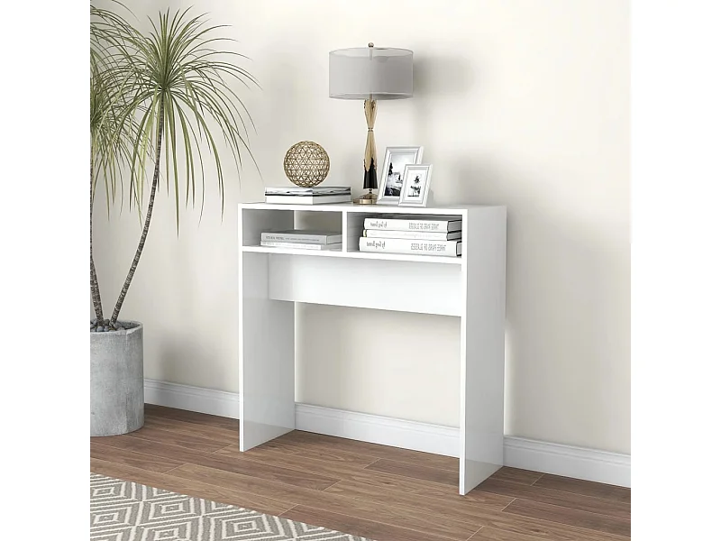 Mesa consola Blanco brillo 78x30x80 cm Aglomerado