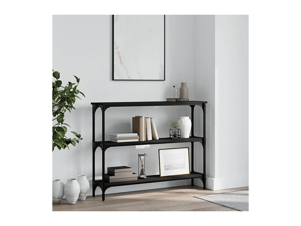 Table console noir 100x22,5x75 cm bois d'ingénierie