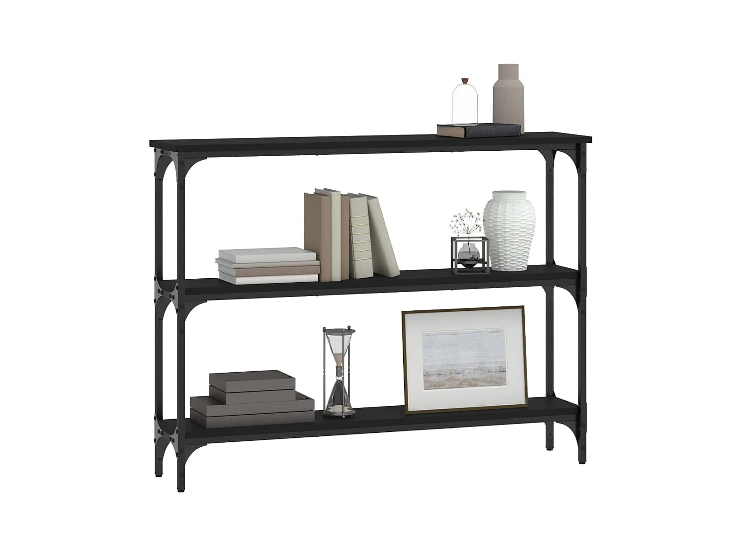 Table console noir 100x22,5x75 cm bois d'ingénierie