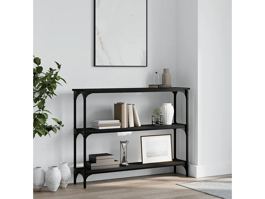 Zwarte consoletafel 100x22,5x75 cm bewerkt hout