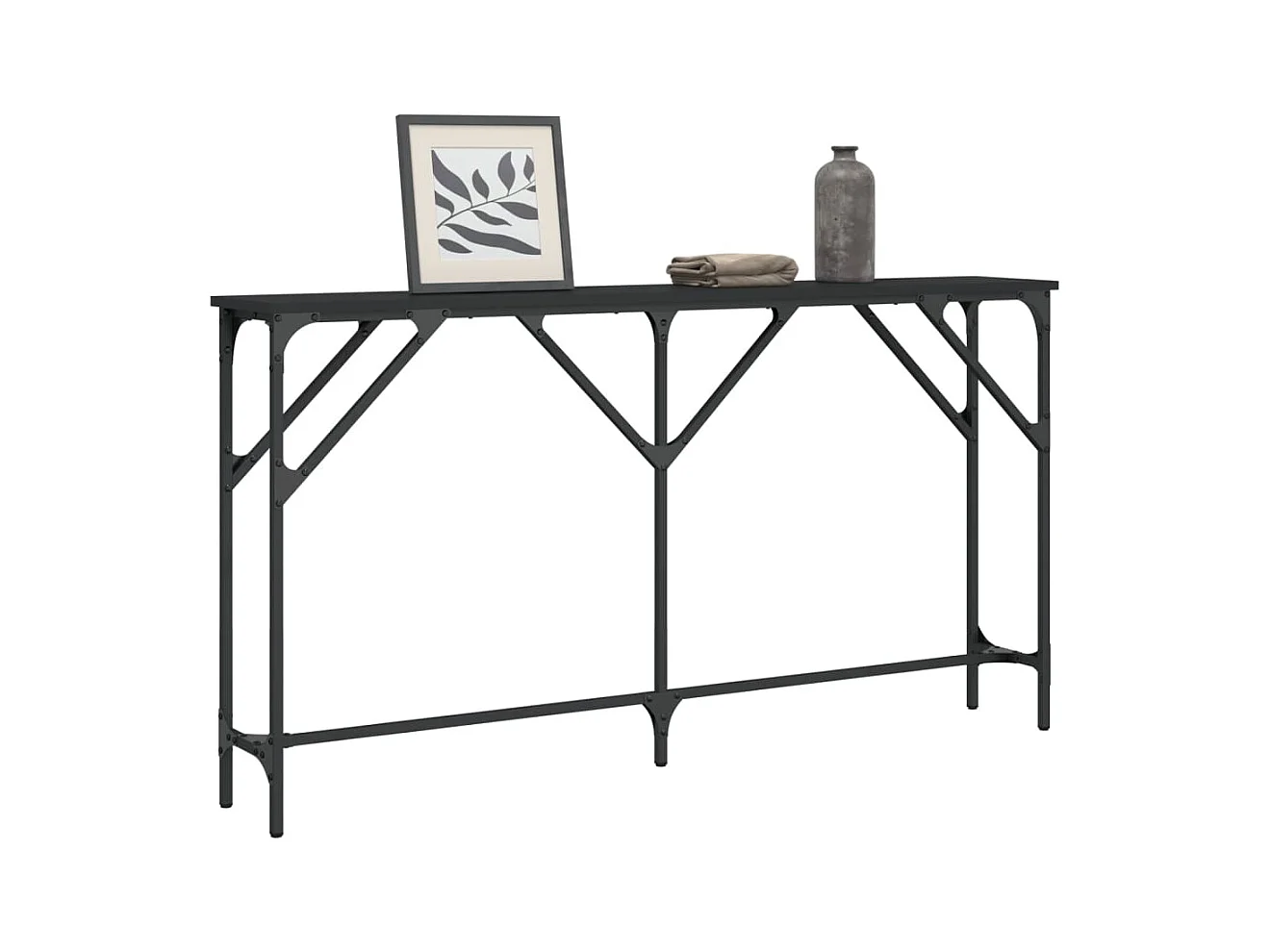 Table console noir 140x23x75 cm bois d'ingénierie