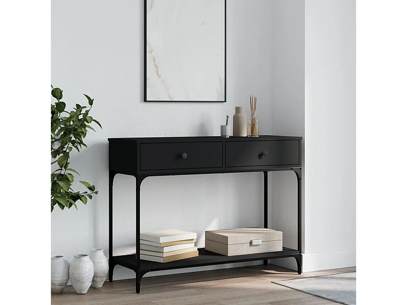 Tavolo consolle nero 100x34,5x75 cm in legno ingegnerizzato
