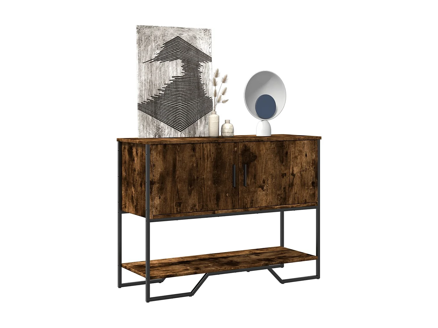 Consola de roble ahumado 100x35x74,5 cm madera de ingeniería