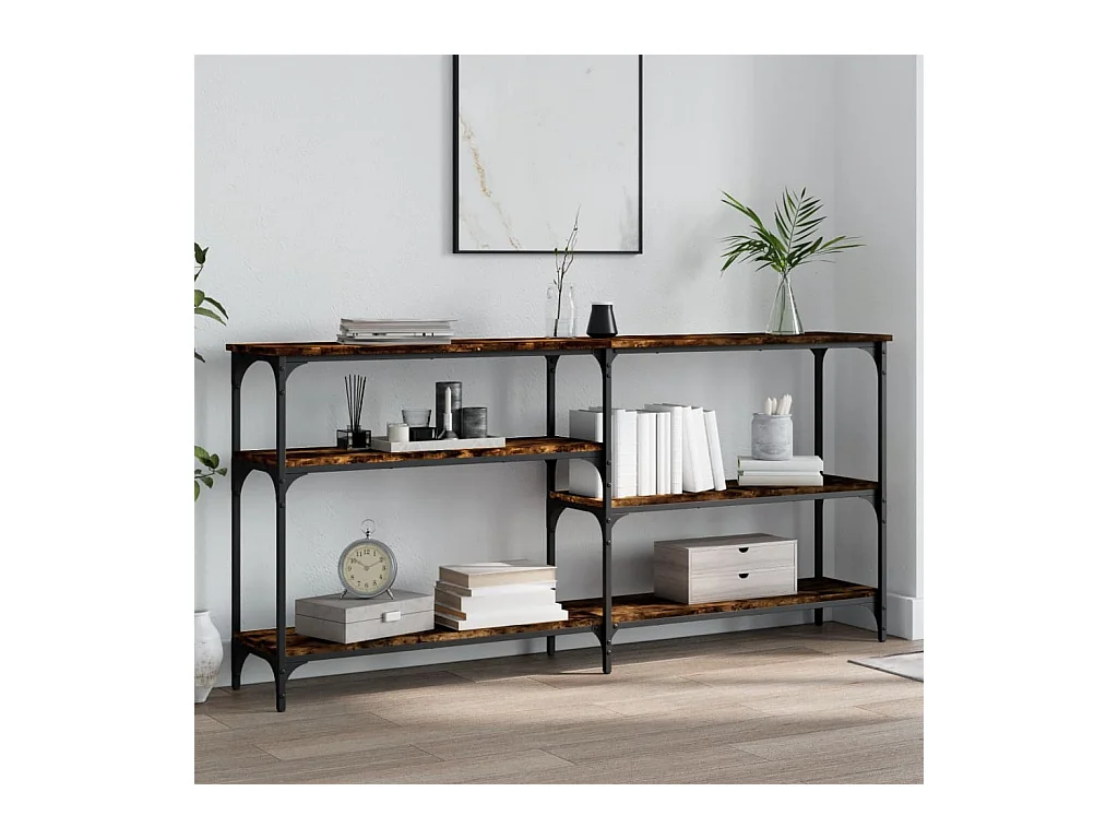 Table console chêne fumé 160x29x75 cm bois d'ingénierie
