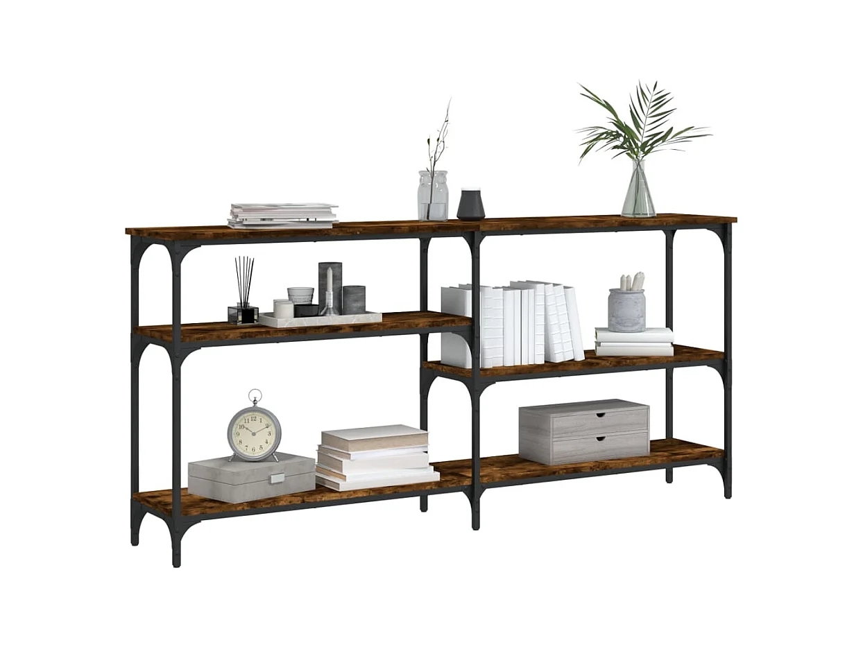 Table console chêne fumé 160x29x75 cm bois d'ingénierie