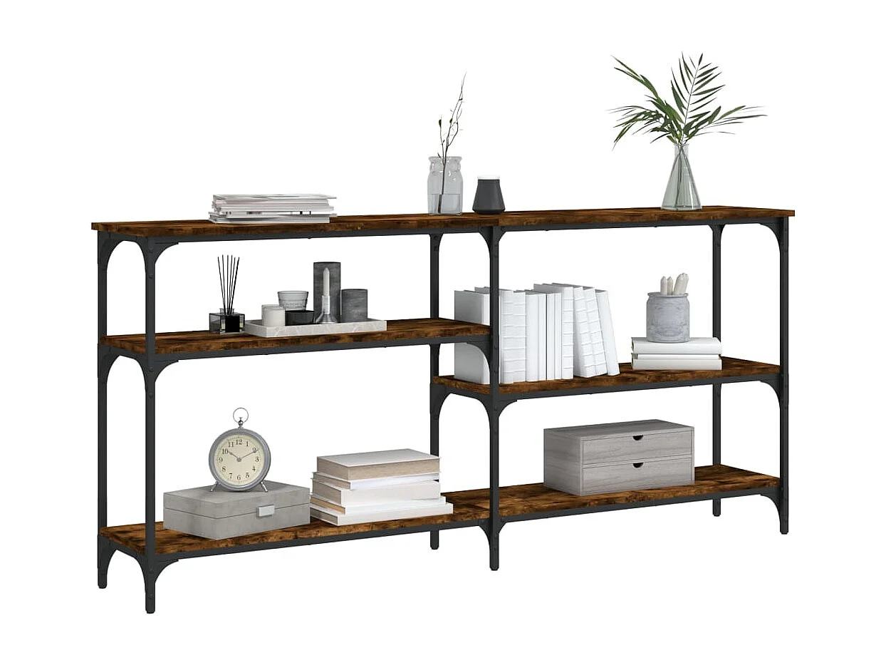 Table console chêne fumé 160x29x75 cm bois d'ingénierie