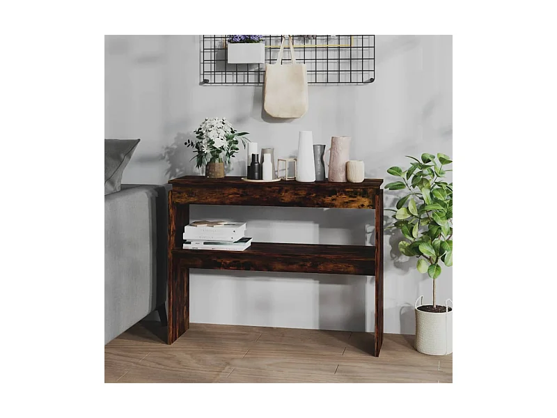 Table console Chêne fumé 102x30x80 cm Bois d'ingénierie