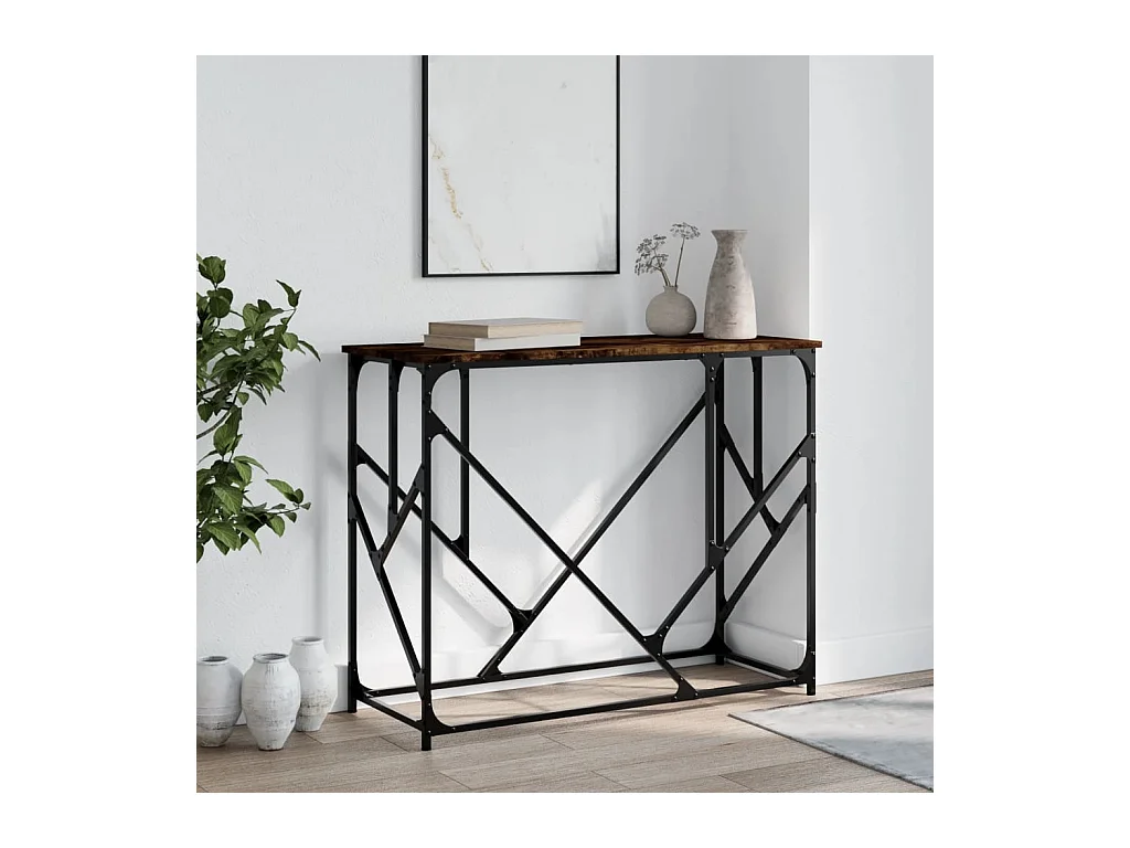 Table console chêne fumé 100x40x80 cm bois d'ingénierie