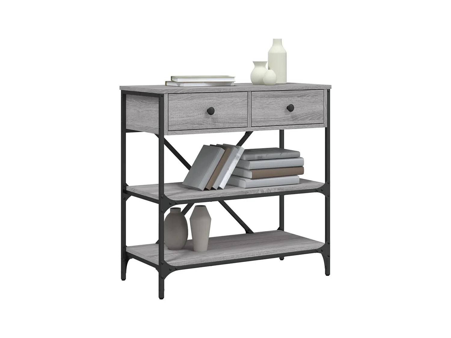 Sonoma grijze consoletafel 75x34,5x75 cm bewerkt hout