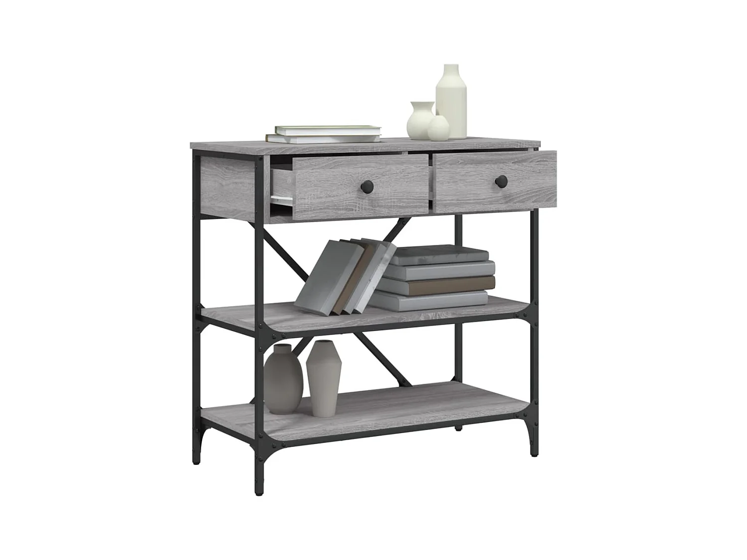 Sonoma grijze consoletafel 75x34,5x75 cm bewerkt hout