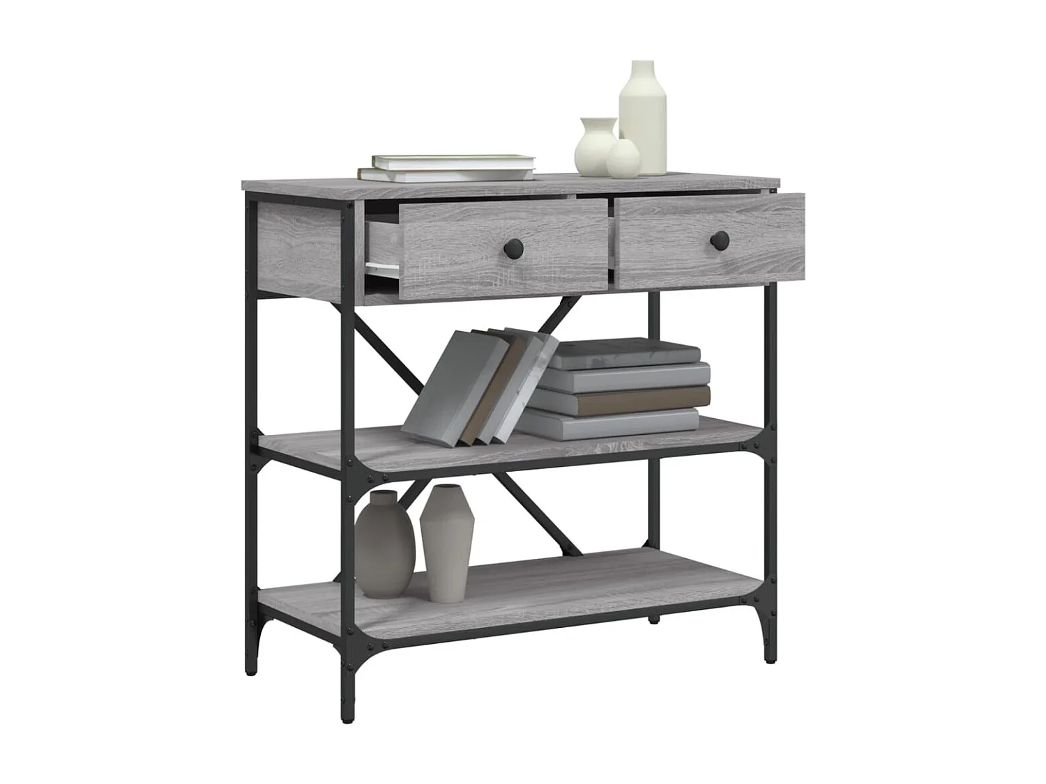 Table console sonoma gris 75x34,5x75 cm bois d'ingénierie