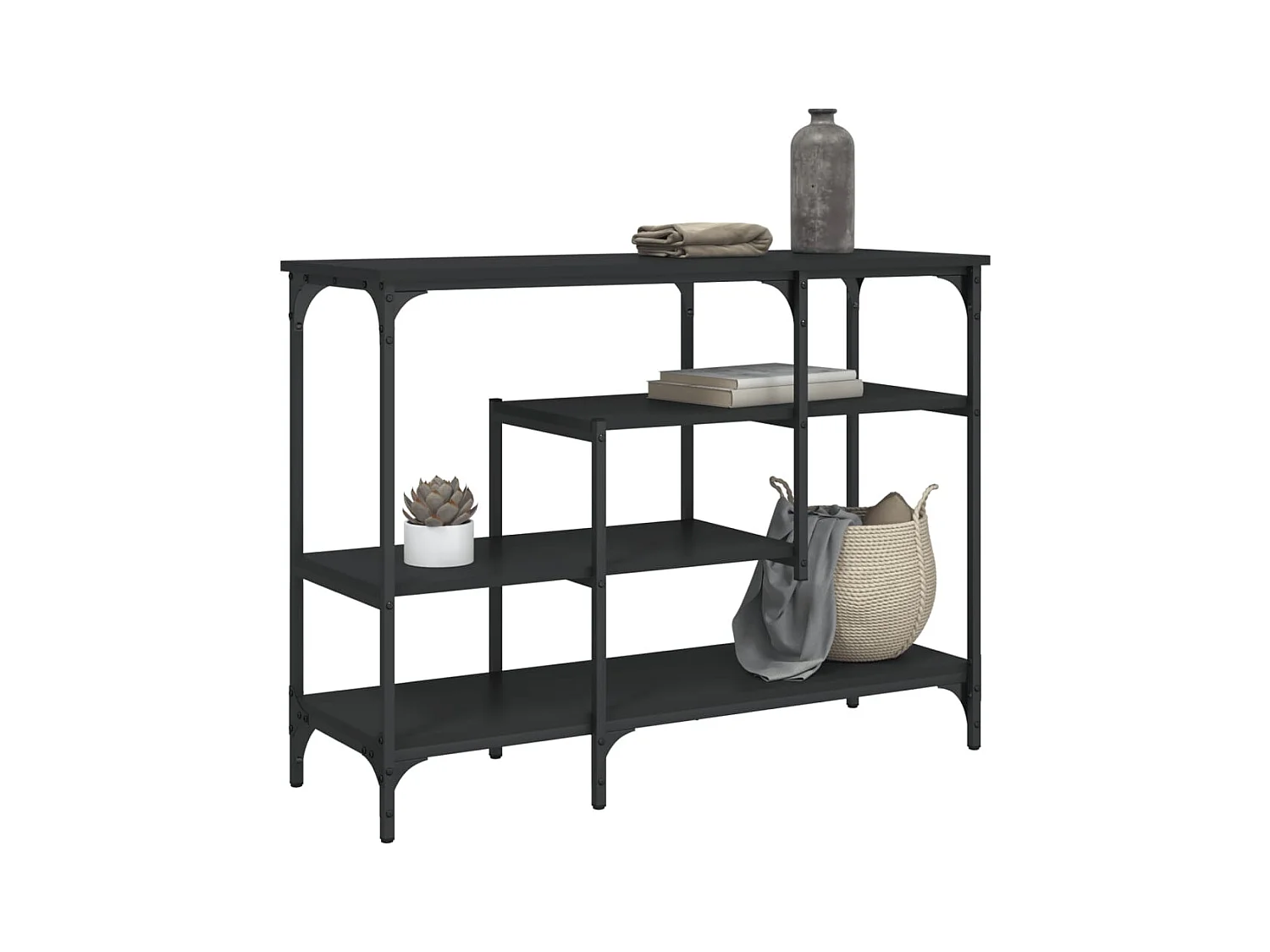 Consoletafel met planken zwart 100x35x75 cm