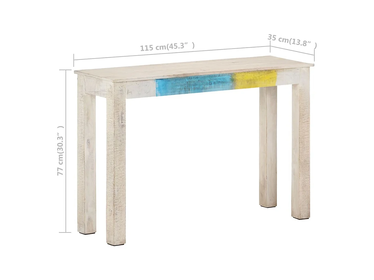 Table console Blanc 115x35x77 cm Bois de manguier brut