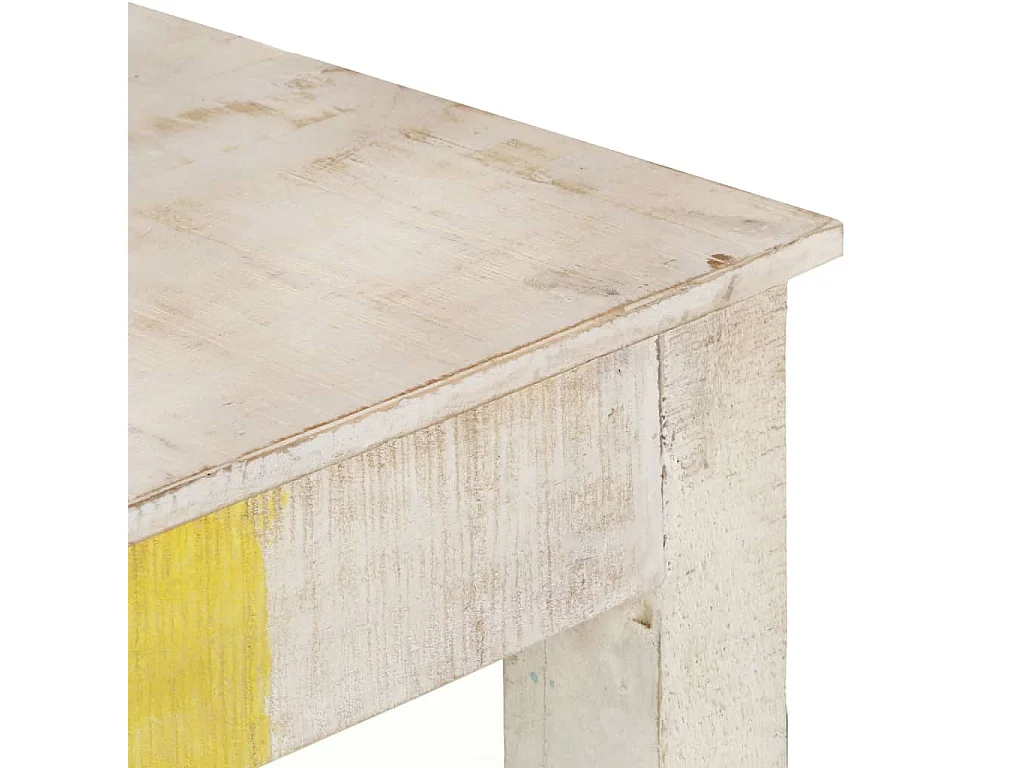 Mesa consola Blanca 115x35x77 cm Madera de mango en bruto