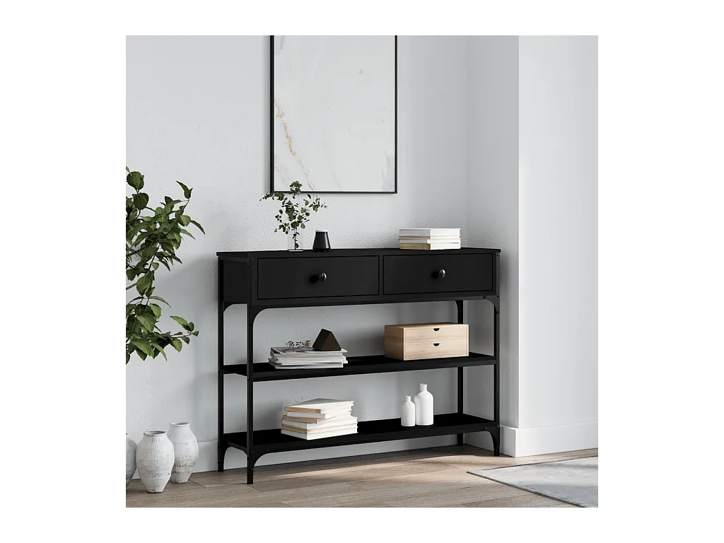 Table console noir 100x25x75 cm bois d'ingénierie