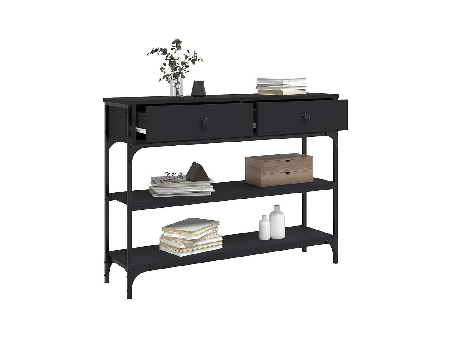 Table console noir 100x25x75 cm bois d'ingénierie