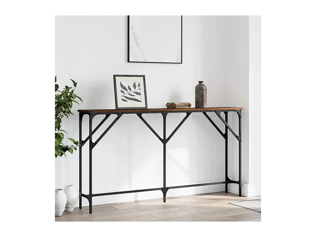 Table console chêne marron 140x23x75 cm bois d'ingénierie