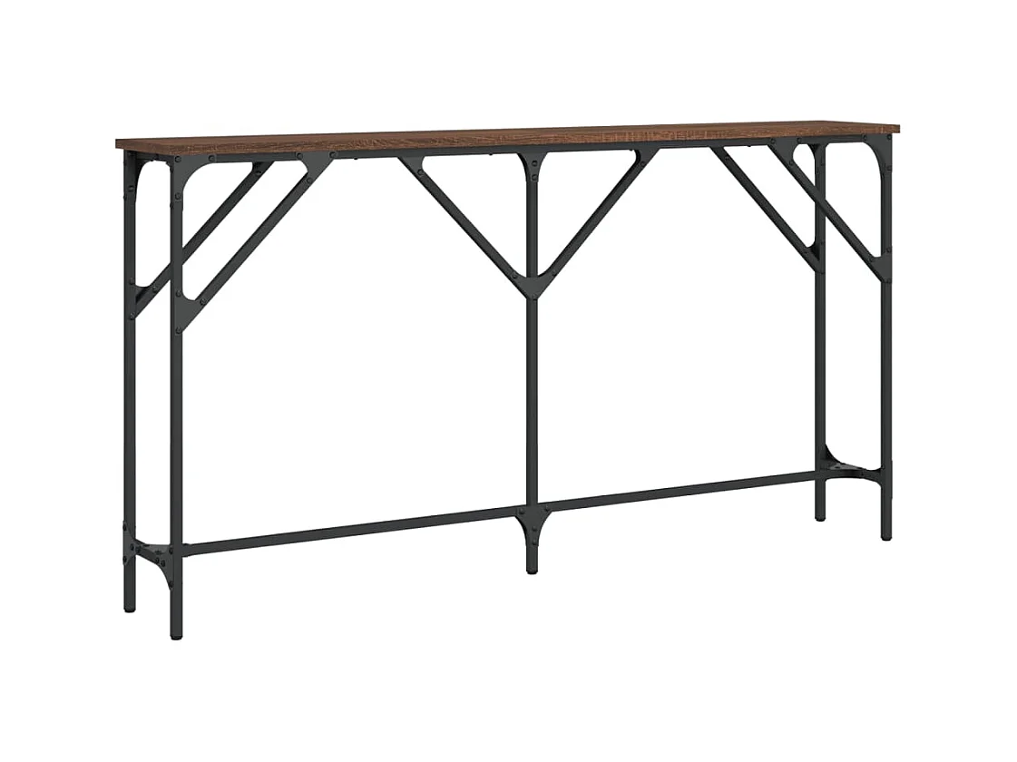 Table console chêne marron 140x23x75 cm bois d'ingénierie