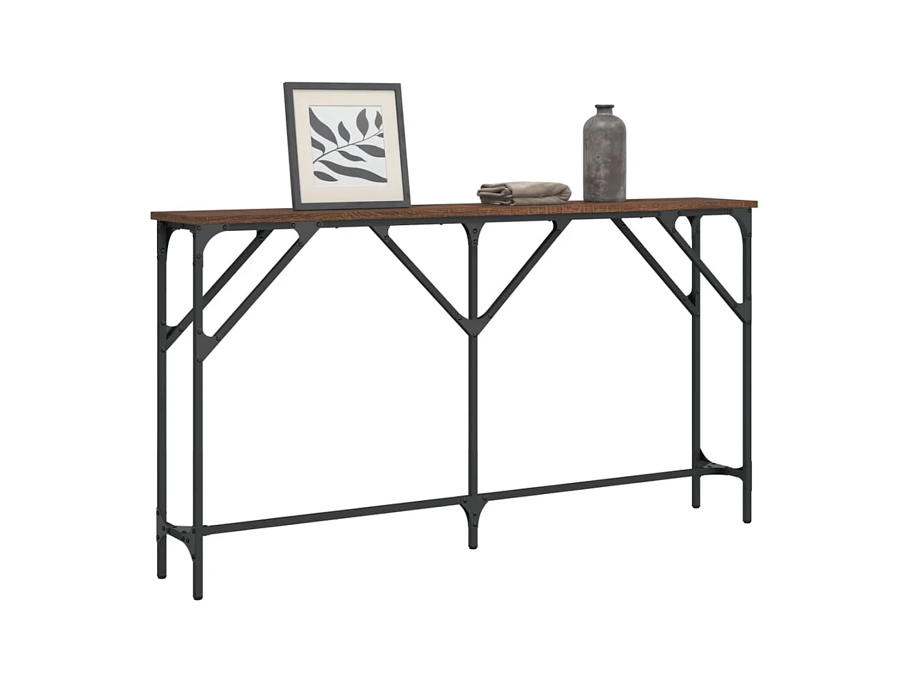 Table console chêne marron 140x23x75 cm bois d'ingénierie