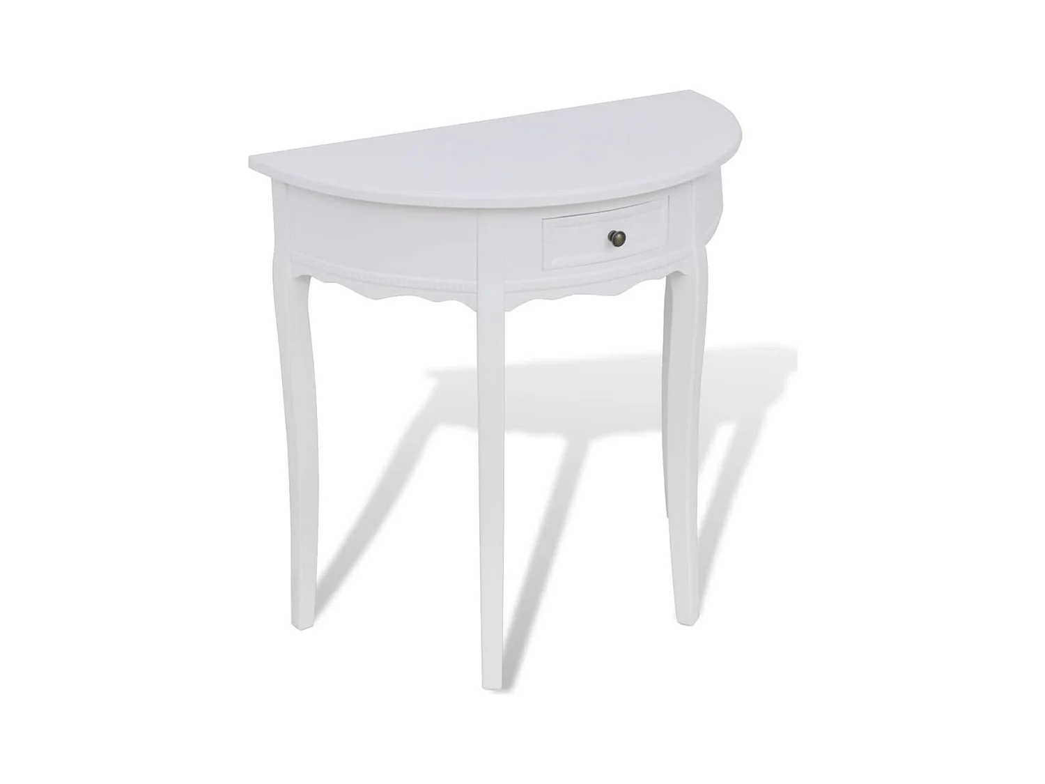 Table console avec tiroir Demi-ronde Blanc