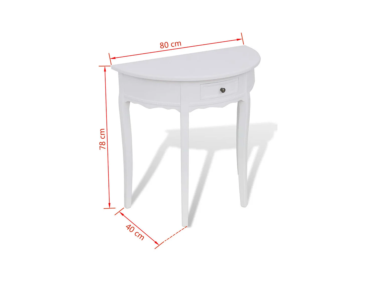 Table console avec tiroir Demi-ronde Blanc