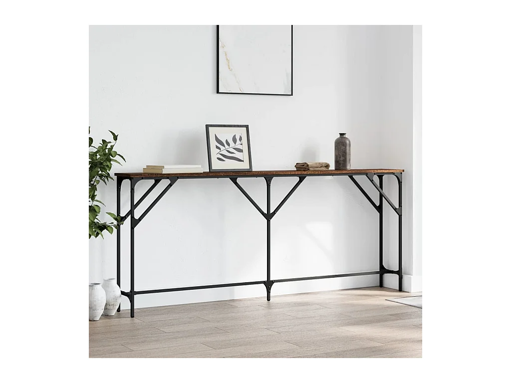 Table console chêne marron 180x23x75 cm bois d'ingénierie