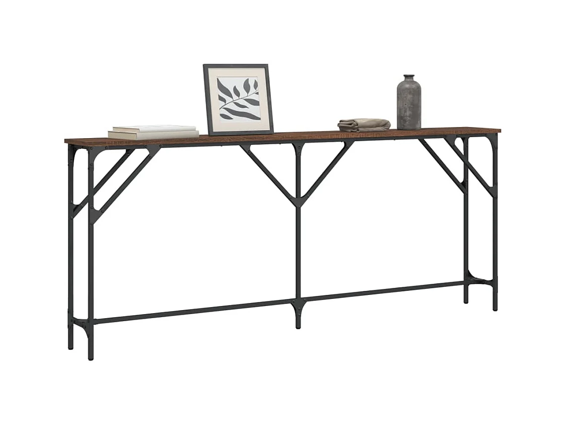 Table console chêne marron 180x23x75 cm bois d'ingénierie