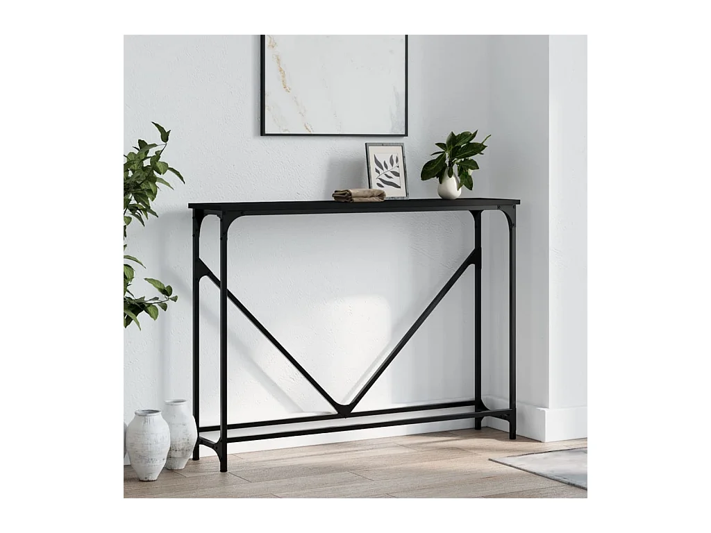 Table console noir 102x22,5x75 cm bois d'ingénierie
