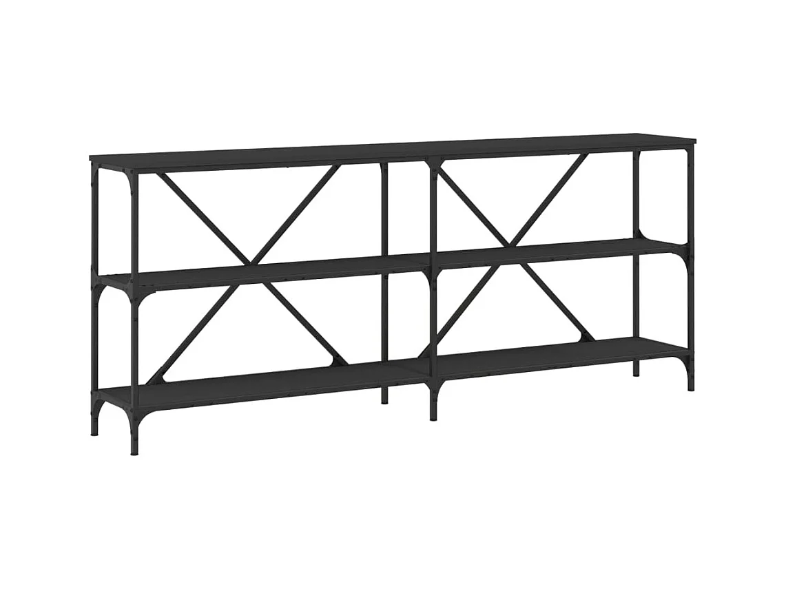 Table console noir 180x30x75 cm bois d'ingénierie et fer