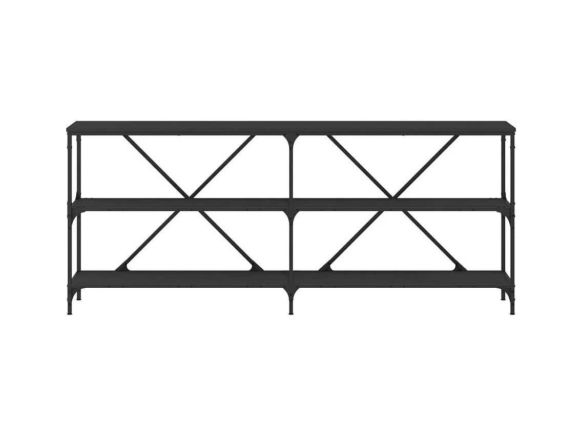 Table console noir 180x30x75 cm bois d'ingénierie et fer