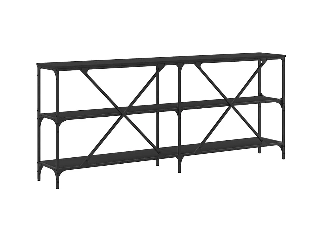 Table console noir 180x30x75 cm bois d'ingénierie et fer