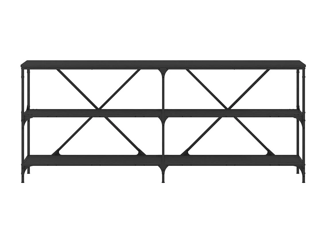 Zwarte consoletafel 180x30x75 cm van bewerkt hout en ijzer