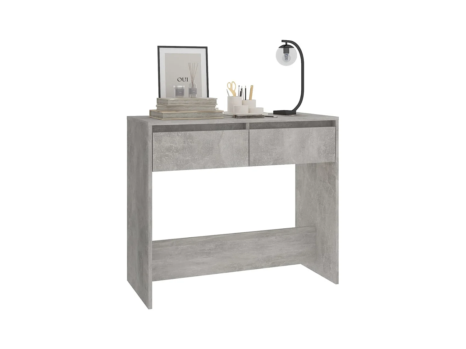 Table console gris béton 89x41x76,5 cm bois d'ingénierie