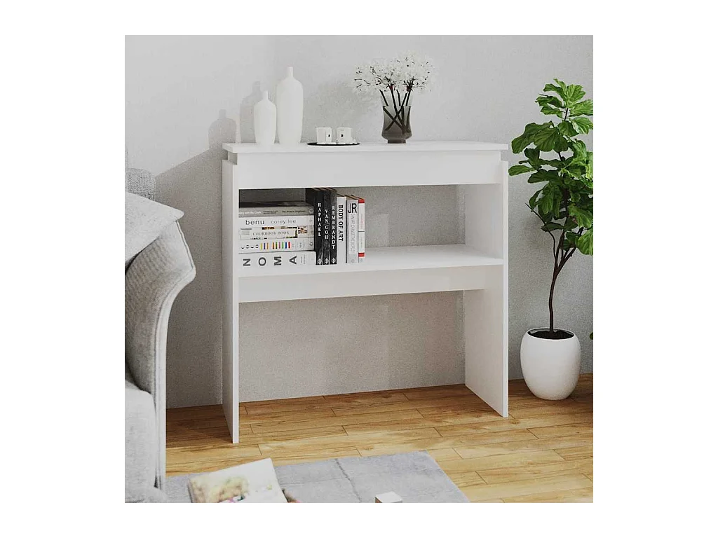Table console blanc 80x30x80 cm bois d'ingénierie