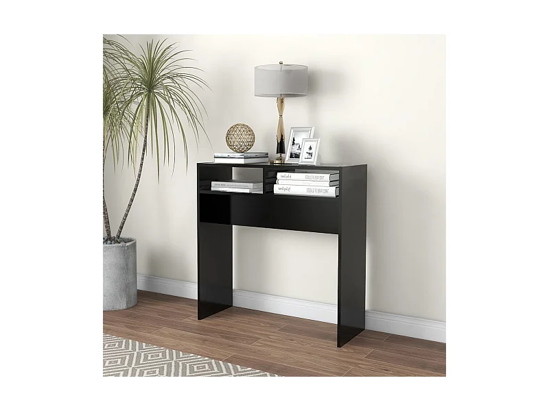 Consolle nera 78x30x80 cm in legno ingegnerizzato