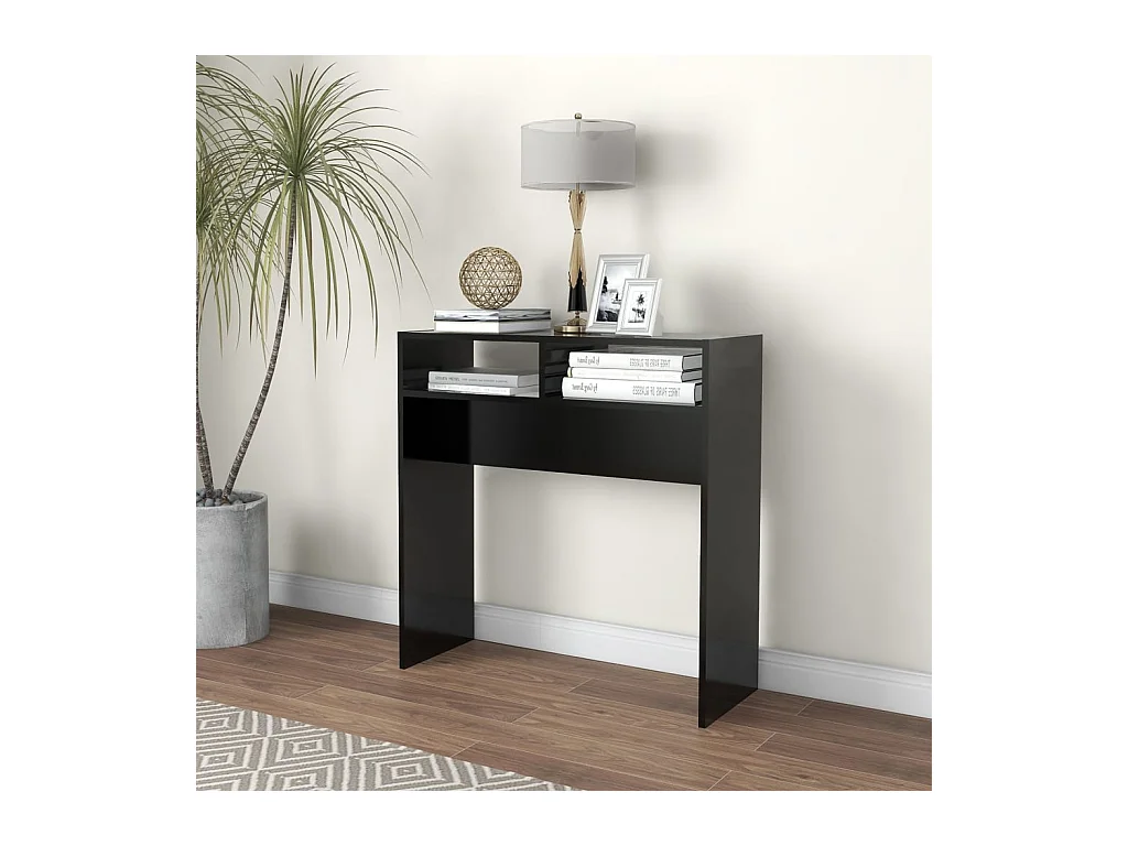 Table console noir 78x30x80 cm bois d'ingénierie