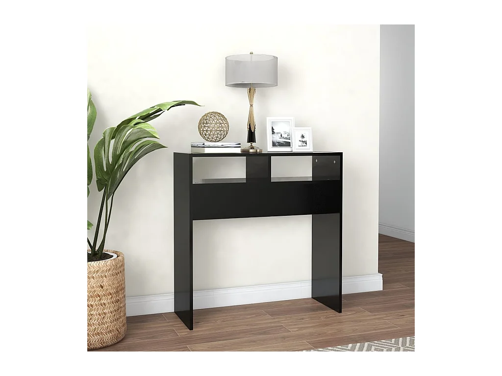 Table console noir 78x30x80 cm bois d'ingénierie