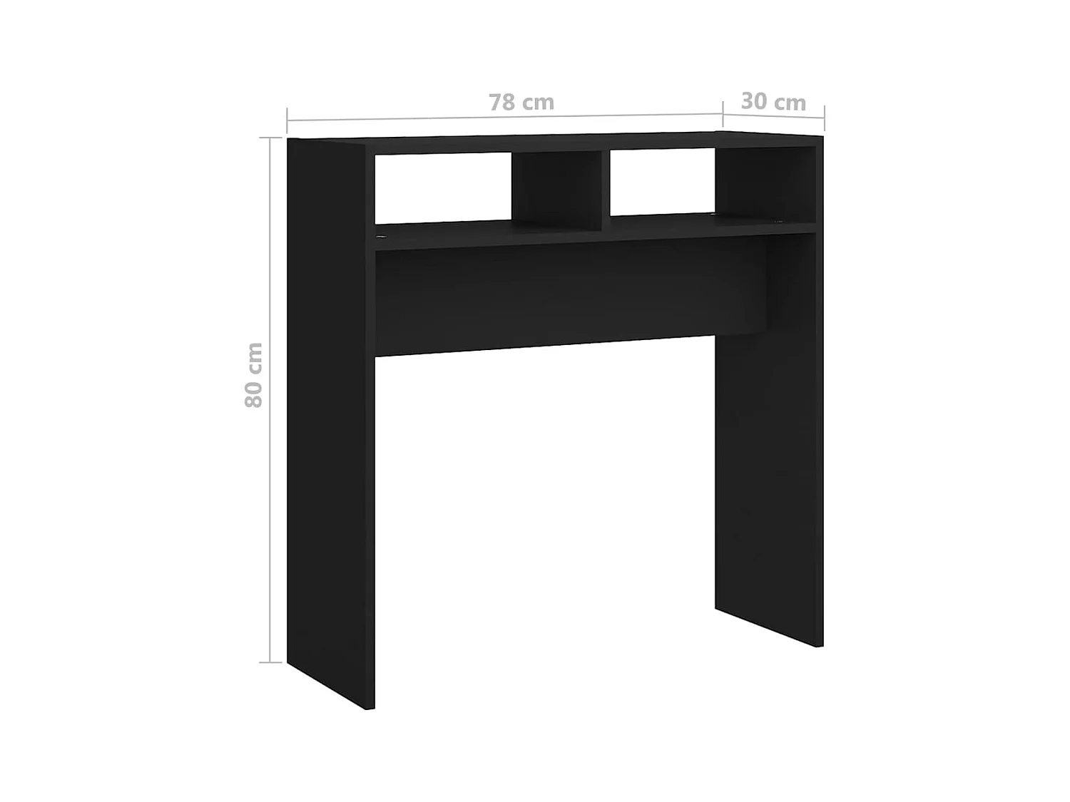 Table console noir 78x30x80 cm bois d'ingénierie